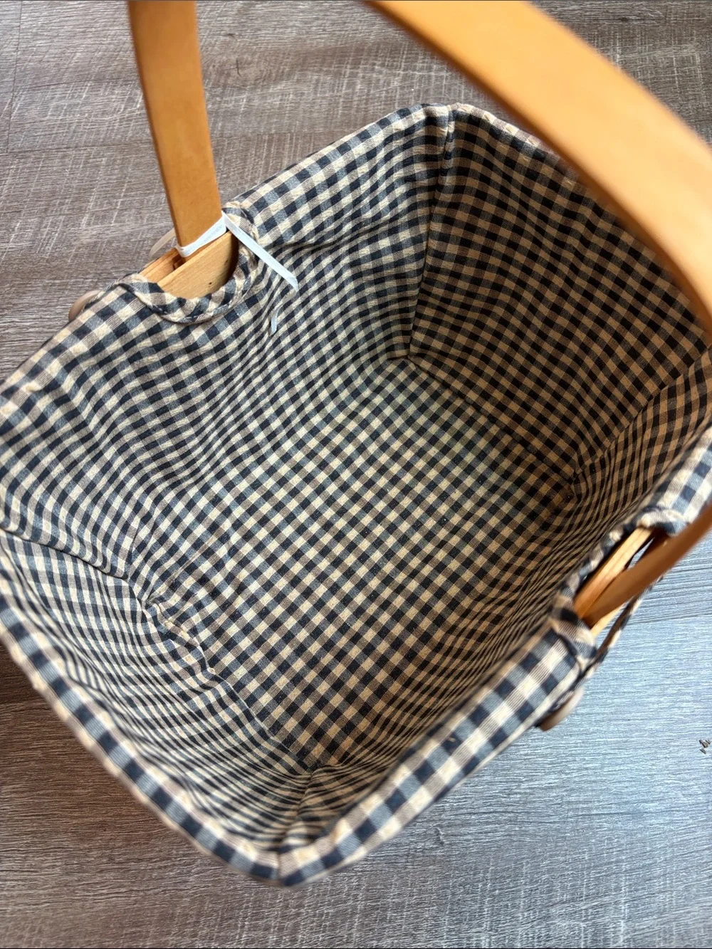 Longaberger Woven Basket Handle Gingham Liner 6”H